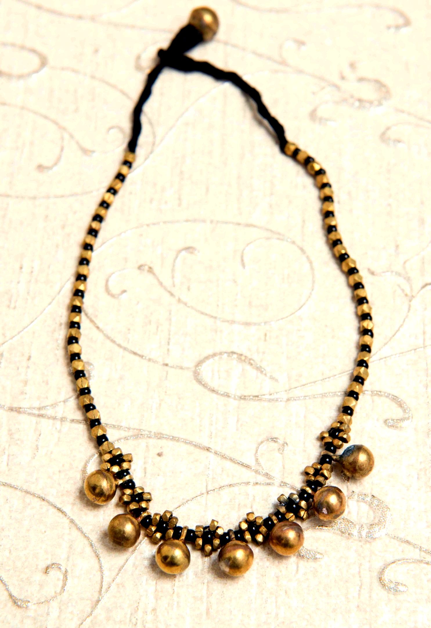 Black and Gold Beads Dhokra Neckpiece